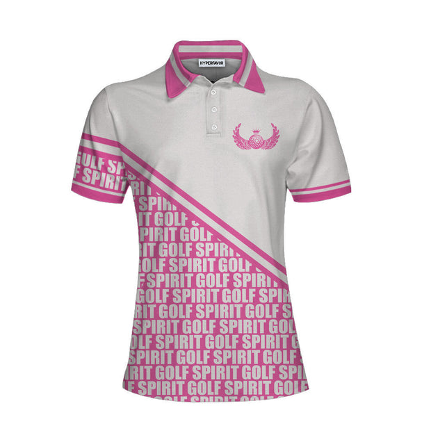 Golf Spirit In White And Pink Golf Women Polo Shirt