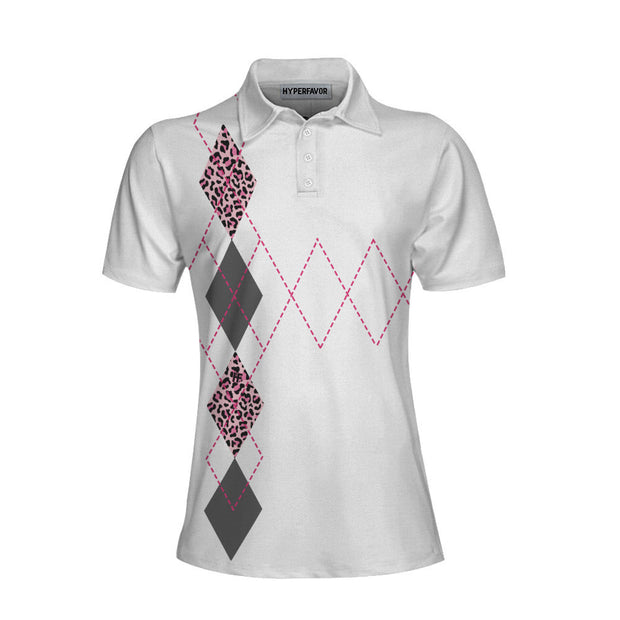 I Only Work To Support My Golf Addiction Golf Funny White And Pink Women Polo Shirt