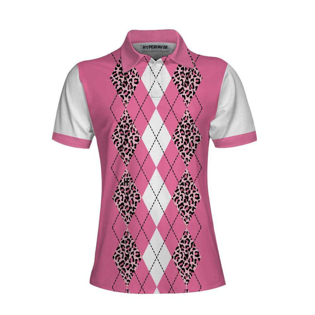 Are You Staring At My Putt Again Golf Short Sleeve Women Polo Shirt, White And Pink Argyle Pattern Golf Shirt For Ladies