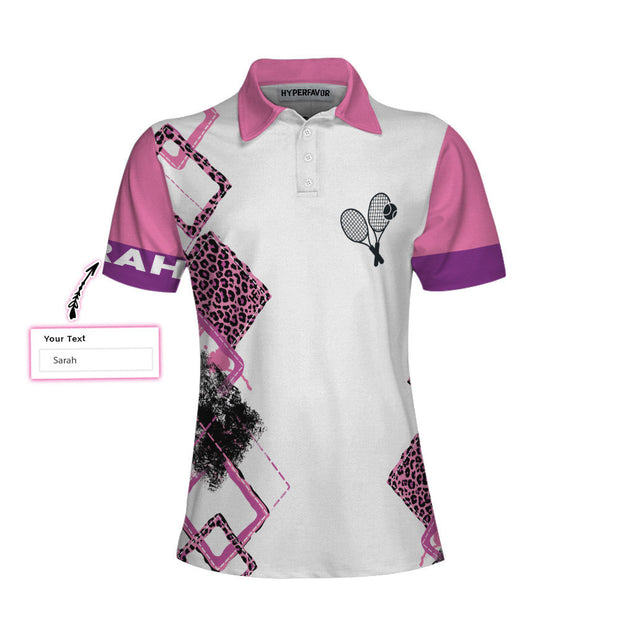 Personalized Tennis With No Chance Of House Cleaning Custom Cosplay Pink Leopard Women Polo Shirt