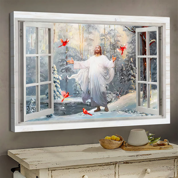 Jesus Open Window Cardinal Memorial Canvas HY207027Ee