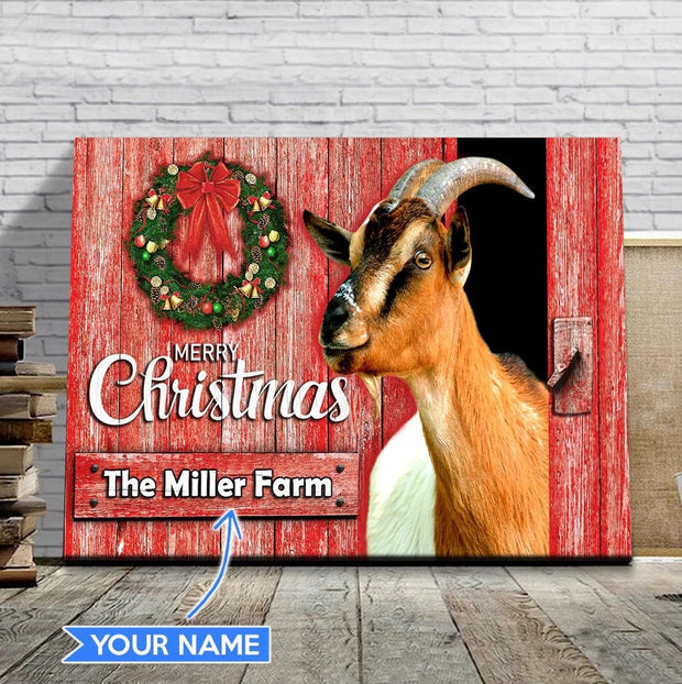 Personalized Custom Name Merry Christmas Goat Canvas QT211133Eb