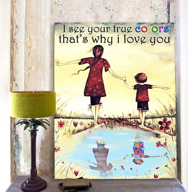 Mom and son Autism I see your true colors Canvas QT303372Ei