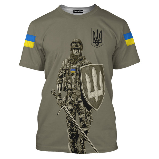 Custom Name Ukraine Veteran Slava Ukraini Men Ukrainian Support - Personalized 3D Tshirt