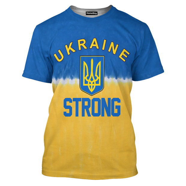 Ukraine Strong Tie-Dye 2022 Stop Ukraine War Ukraine Freedom - 3D Tshirt