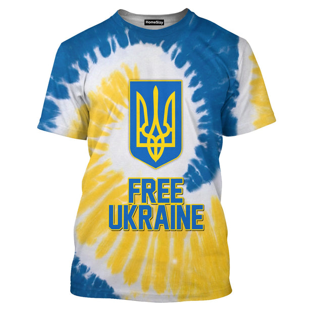 Free Ukraine Tie Dye Freedom Ukrainian Support Stand With Ukraine - 3D Tshirt