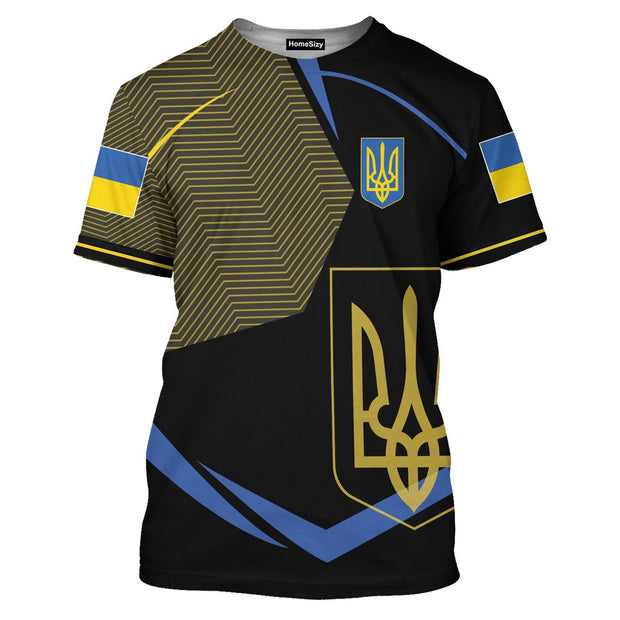 Ukraine Ukraine Flag With Trident Symbol Ukrainian - 3D Tshirt