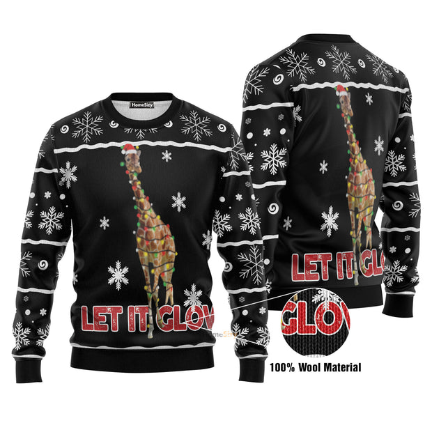 Giraffe Let It Glow Ugly Christmas Sweater 3D Printed Best Gift For Xmas Adult | US4911 QT211324Hj