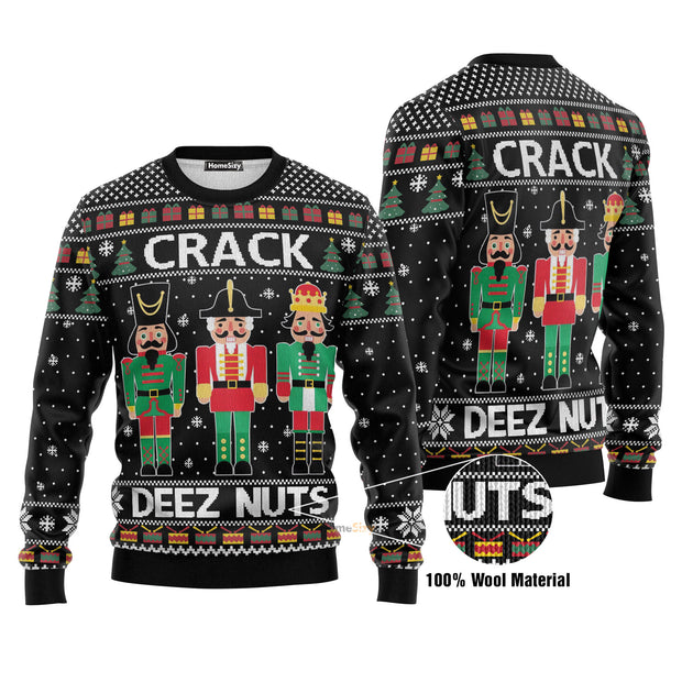 Crack Deez Nuts Nutcracker Ugly Christmas Sweater 3D Printed Best Gift For Xmas US5379 QT212038Hj