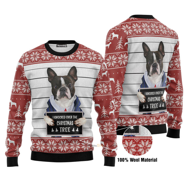 Boston Terrier Christmas Ugly Sweater