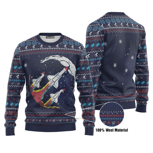 Nasa Retro Rocket Christmas Ugly Sweater QT211173Hj
