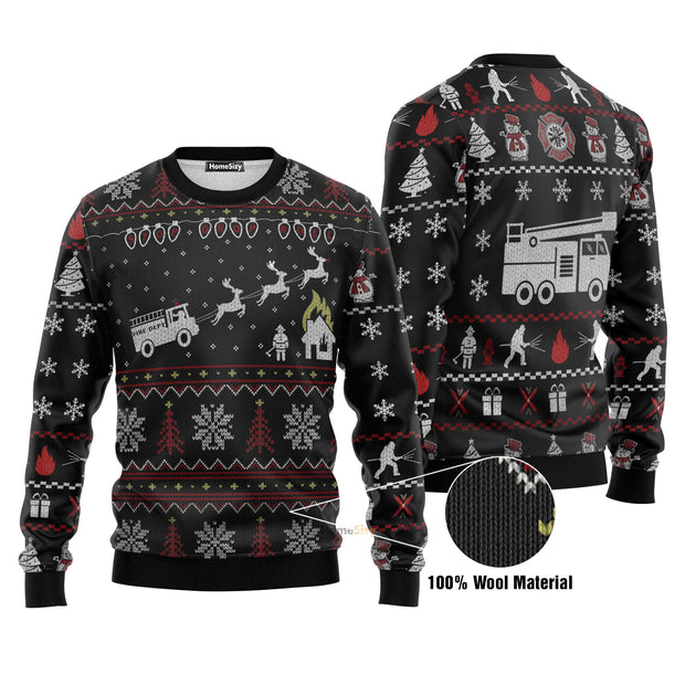 Firefighter FIRE DEPT Christmas Xmas Ugly Sweater QT211568Hj