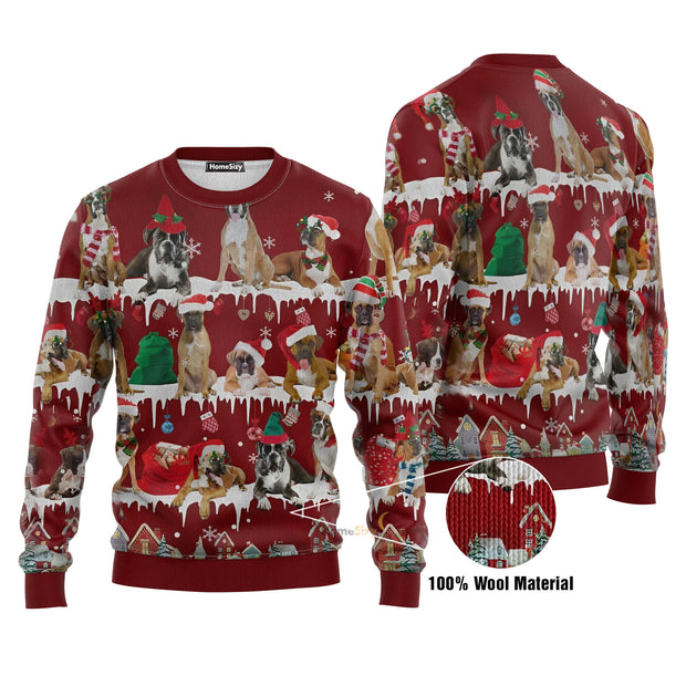 Boxer Dog Snow Christmas 3D Ugly Sweater