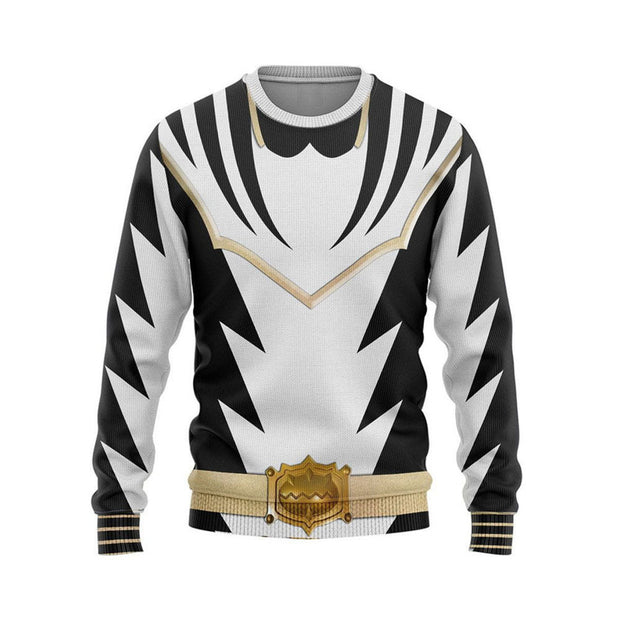 3D Power Ranger Dino Thunder White Custom Cosplay Costume Sweatshirt Ugly Sweater QT308075