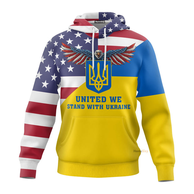 Ukraine With American Flag Zipper Hoodie Support Ukrainian Anti Futin Merch QT301091Hg