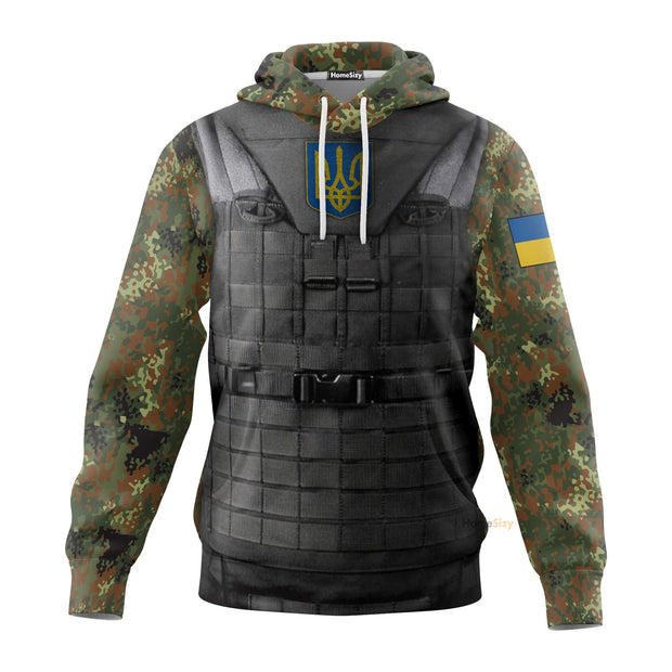 Stand With Ukraine Trident Ukraine Camo Hoodie Camouflage Merch QT209432Hf