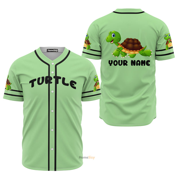 Custom Name Love Cute Turtle - Personalized Baseball Jersey