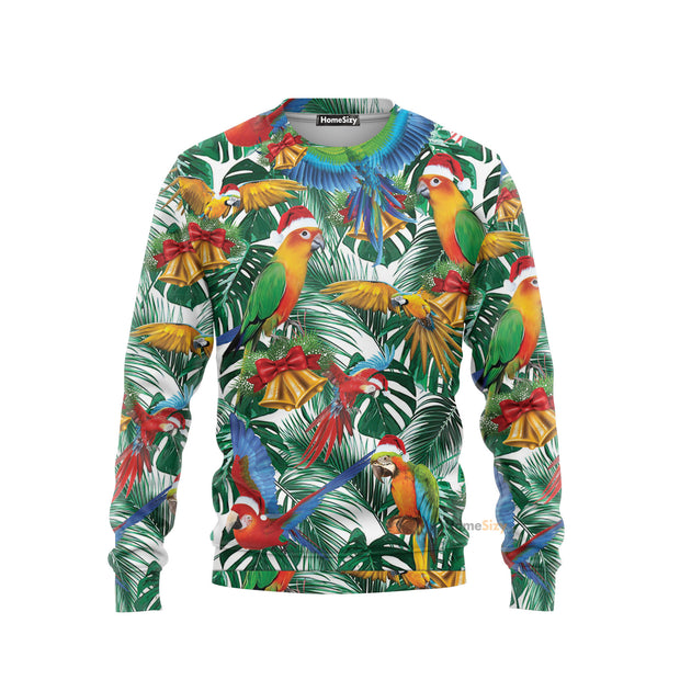 Parrot Love Xmas Tropical Leaf Christmas Sweatshirt QT303223Hc