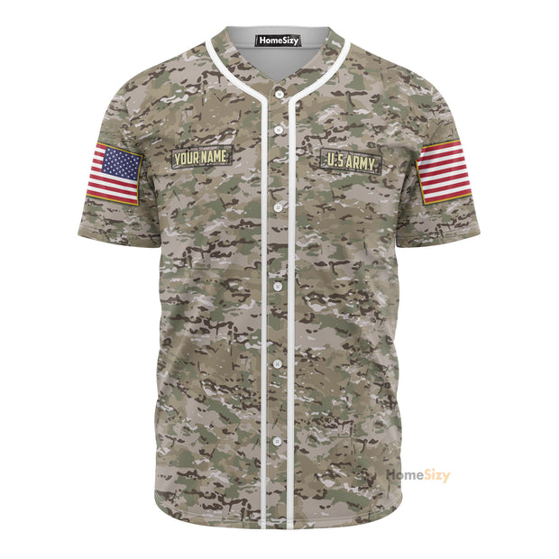 Custom Name Us Army Camo - Personalized Baseball Jersey