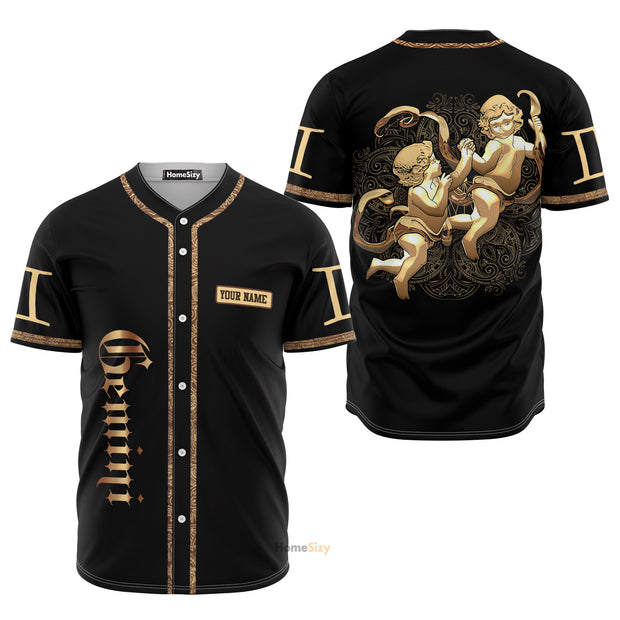 Custom Name Golden Gemini Zodiac Z05 - Personalized Baseball Jersey