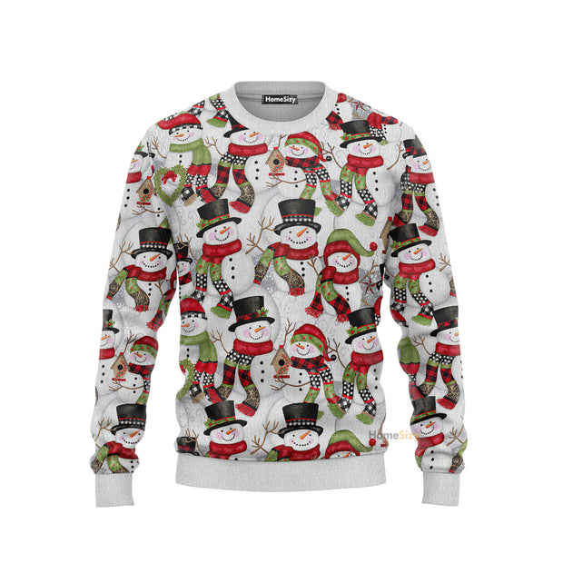 Christmas Snowman Family Happy Christmas Ugly Sweater QT212380Hc