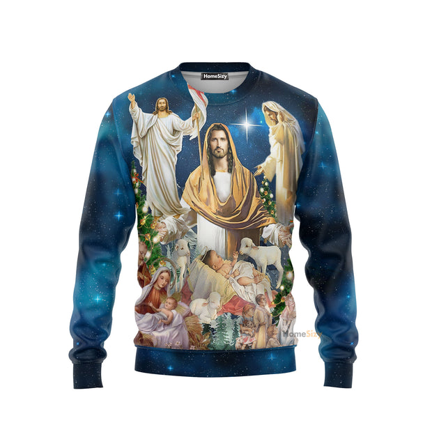 Jesus Christmas Miracle Night Sweatshirt QT212303Hc