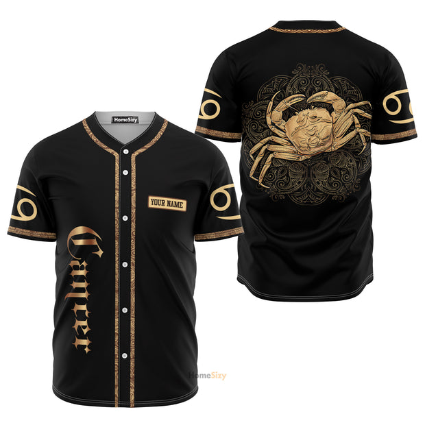 Custom Name Golden Cancer Zodiac Z05 - Personalized Baseball Jersey