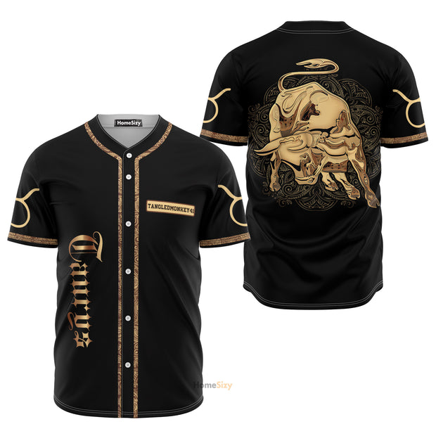 Custom Name Golden Taurus Zodiac Z05 - Personalized Baseball Jersey