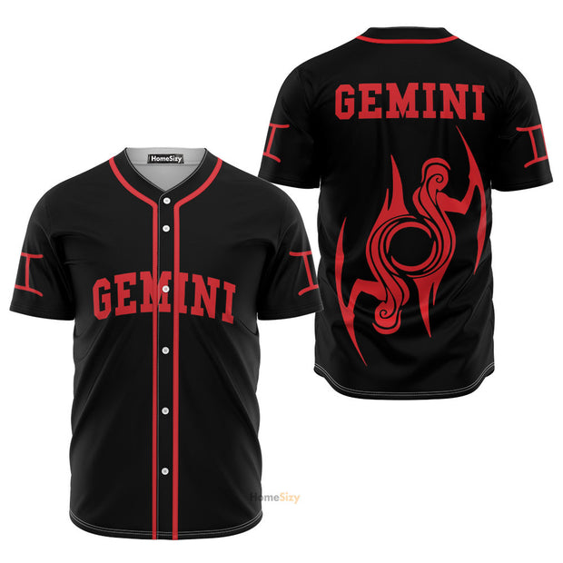 Gemini Zodiac Black And Red Z04 - Baseball Jersey