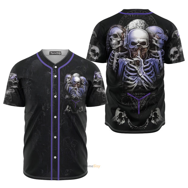 Custom Name IDC IDK IDGAF Skull Purple - Personalized Baseball Jersey