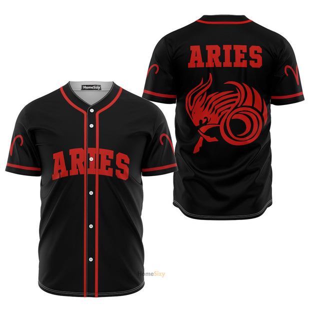 Aries Zodiac Black And Red Z04 - Baseball Jersey