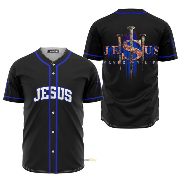 Jesus Black And Blue - Baseball Jersey