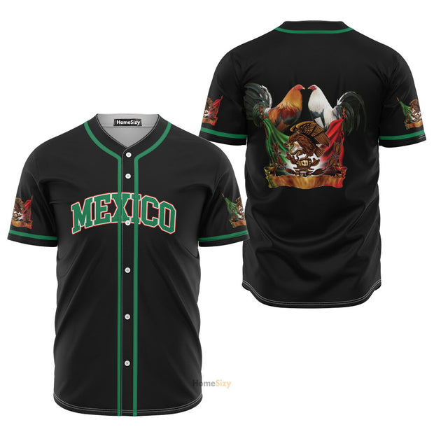 Custom Name Mexican Rooster - Personalized Baseball Jersey