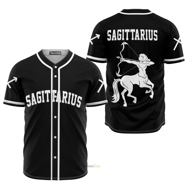 Sagittarius Zodiac Black And White Z06 - Baseball Jersey