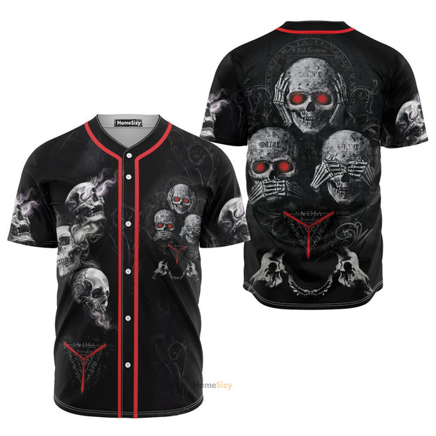 IDC IDK IDGAF Skull Black Red - Baseball Jersey