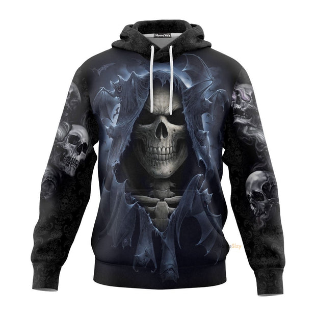 Shadow Bat Grim Reaper Skull 3D Printed Hoodie QT306137Hf