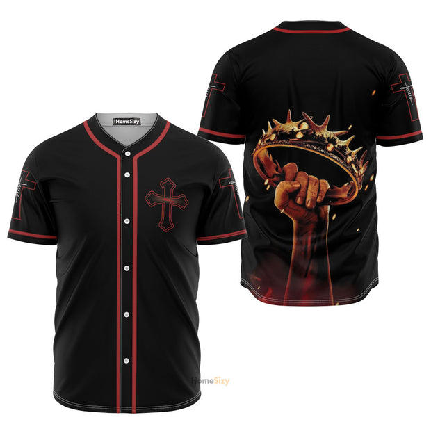 Jesus Cross Black And Red - Baseball Jersey