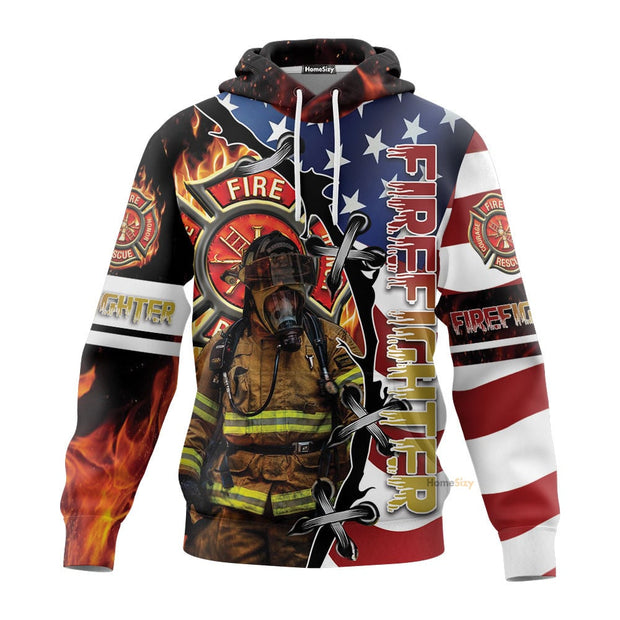 American Firefighter Realistic Graphic Picture - 3D Tshirt