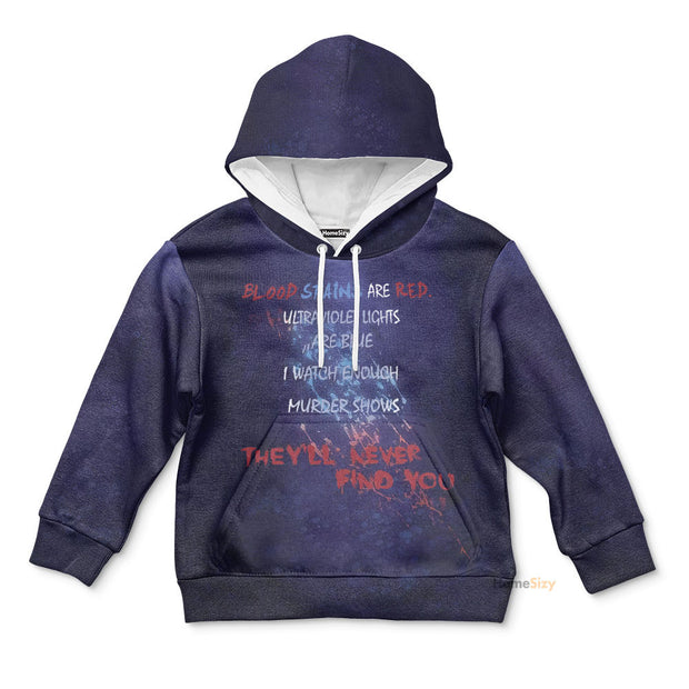Blood Stains Are Red Ultraviolet Lights Are Blue Custom Kid Hoodie QT306089Hf
