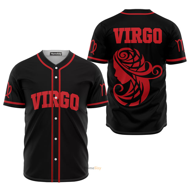 Virgo Zodiac Black And Red Z04 - Baseball Jersey