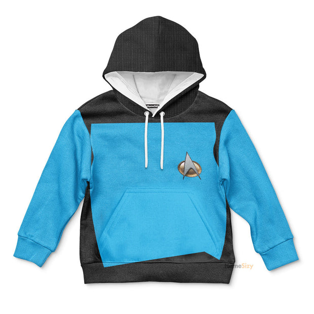 3D SaTr The Next Generation 1987 1994 Blue Custom Cosplay Costume Kid Hoodie QT207137Hf