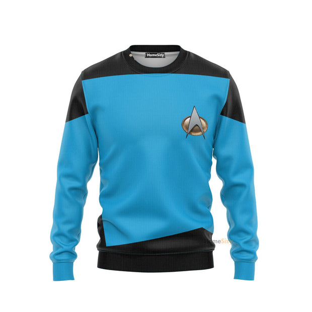 3D SaTr The Next Generation 1987 1994 Blue Custom Cosplay Costume Sweatshirt QT207137Hf