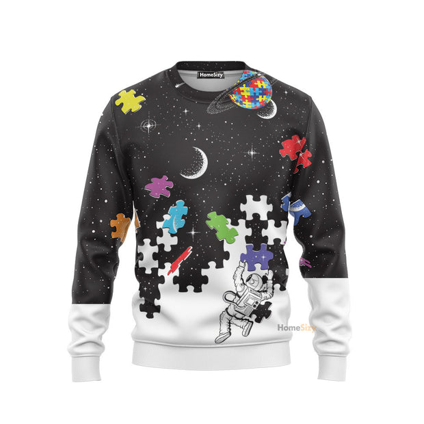 3 Autism Nasa Astronaut Custom Sweatshirt QT305277Hc