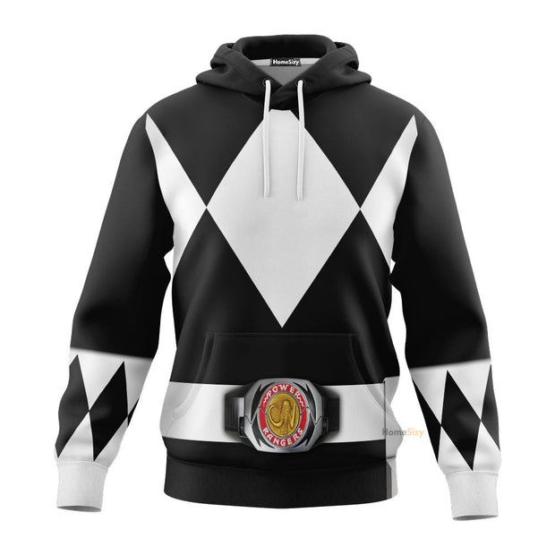 Black Mighty Morphin Power Rangers V2 - Cosplay Costume 3D Hoodie QT212232