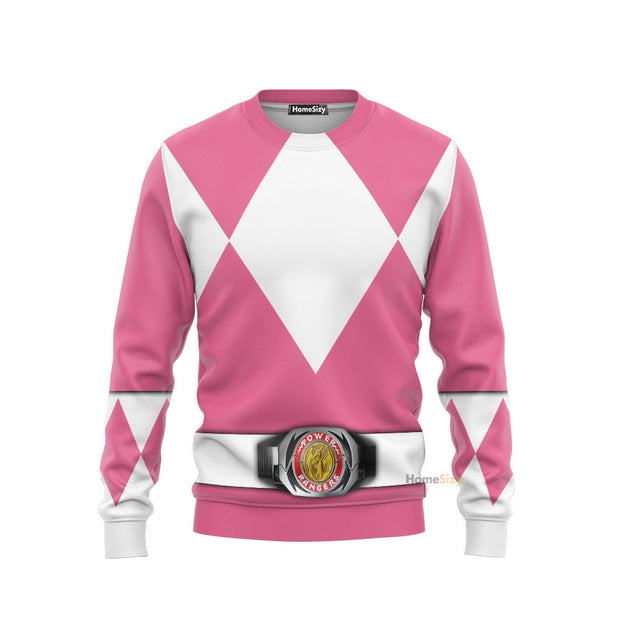 Pink MIGHTY MORPHIN Power Ranger Custom Cosplay Costume Sweatshirt QT207452Hf
