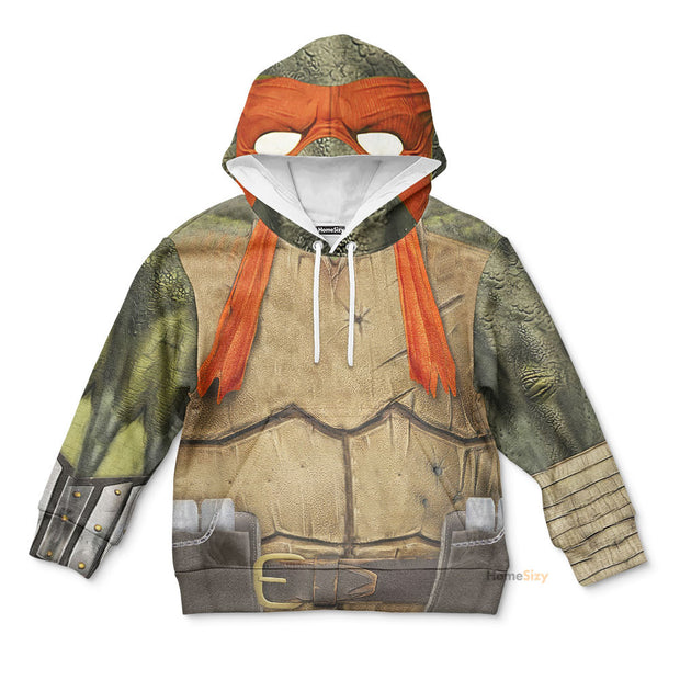 3D Michelangelo TMNT Mike Mikey Orange Custom Cosplay Costume Kid Hoodie QT210047Hf