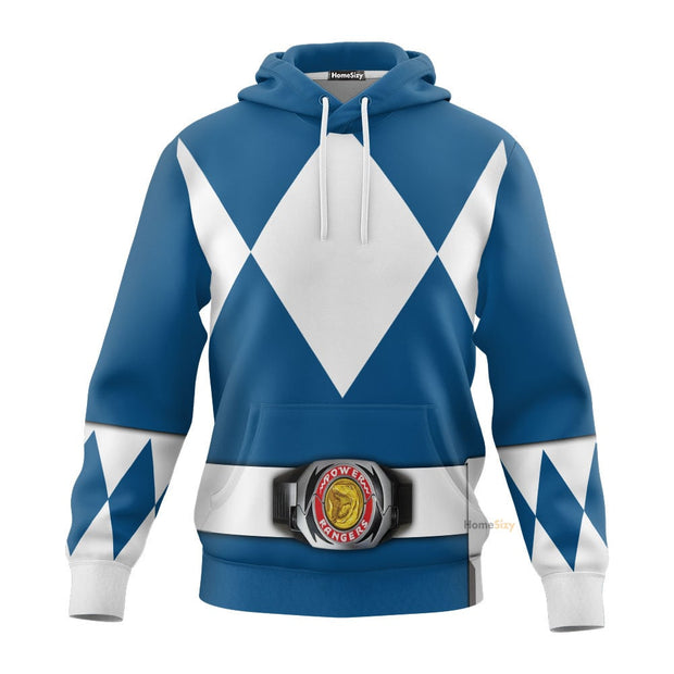 Blue Mighty Morphin Power Rangers V2 - Cosplay Costume 3D Hoodie QT205220