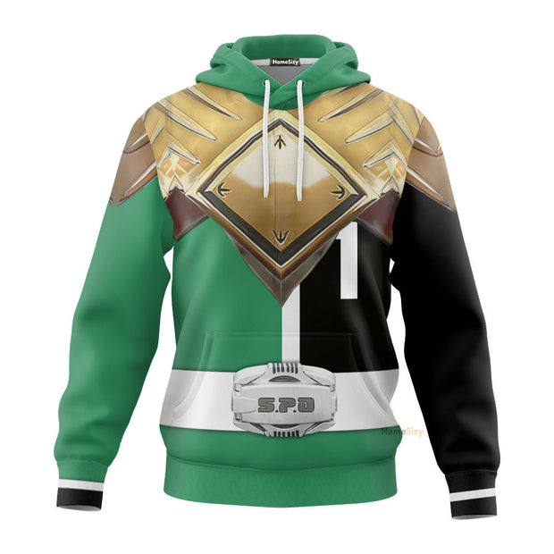 3D Power Rangers S.P.D Green Ranger B-Squad Extended Universe Custom Cosplay Costume Hoodie QT307167