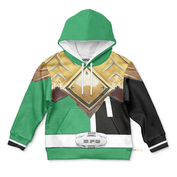 3D Power Rangers S.P.D Green Ranger B-Squad Extended Universe Custom Cosplay Costume Kid Hoodie QT307167