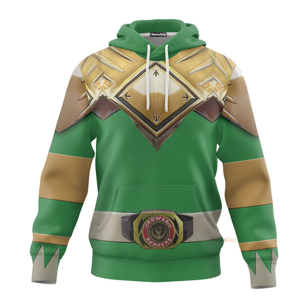 Green Mighty Morphin Power Rangers V5 - Cosplay Costume 3D Hoodie QT209539